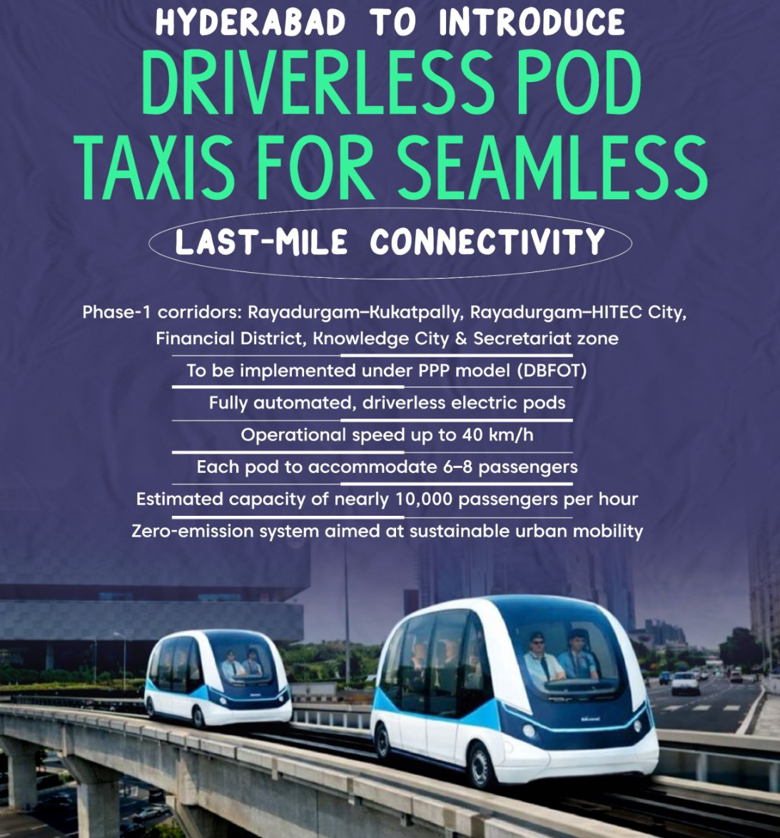 Hyderabad Driverless Pod Taxi Plan Proposed Routes and Timeline