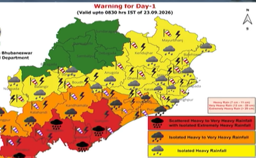 Red Alert for 4 Odisha Districts as Deep Depression Nears Coast Kalahandi, Koraput, Nabarangpur and Malkangiri