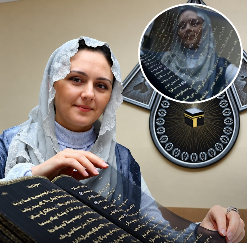 Azerbaijani Artist Writes Holy Qur’an on Black Silk Using Gold and Silver Ink
