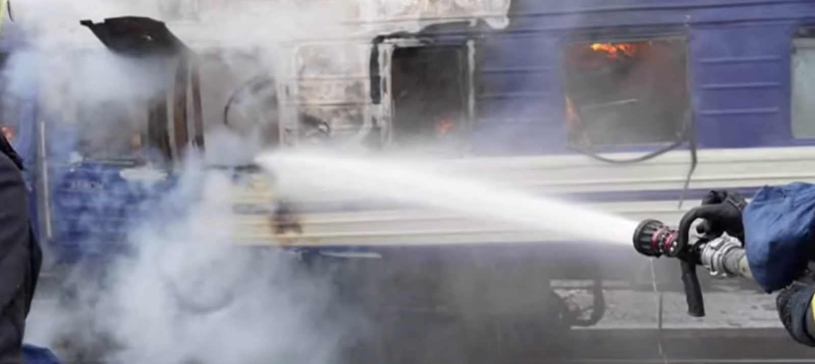 Russian Drone Hits Ukrainian Train After Boris Johnson Passes