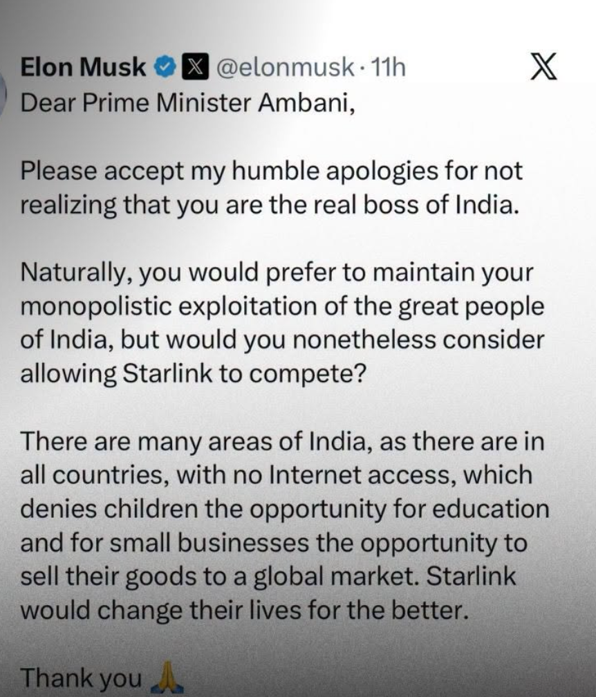 Starlink India Launch Delay- Musk, Ambani and Government Respond