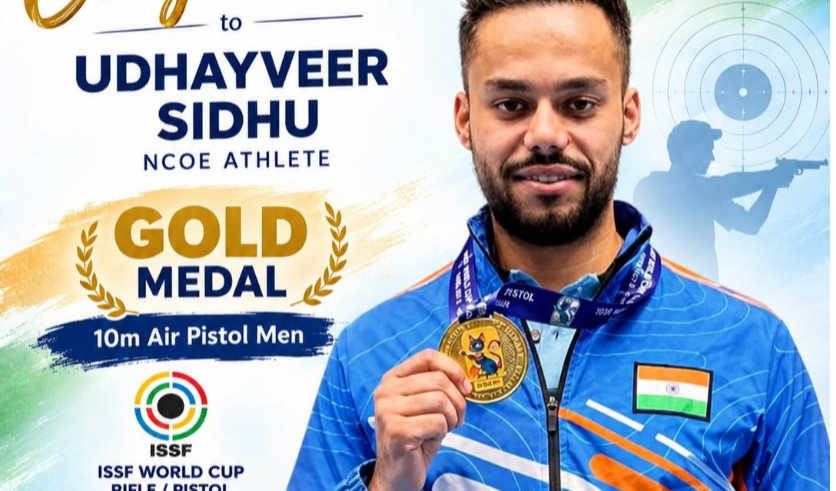 Udhayveer Sidhu Wins ISSF World Cup Gold in Men’s 10m Air Pistol