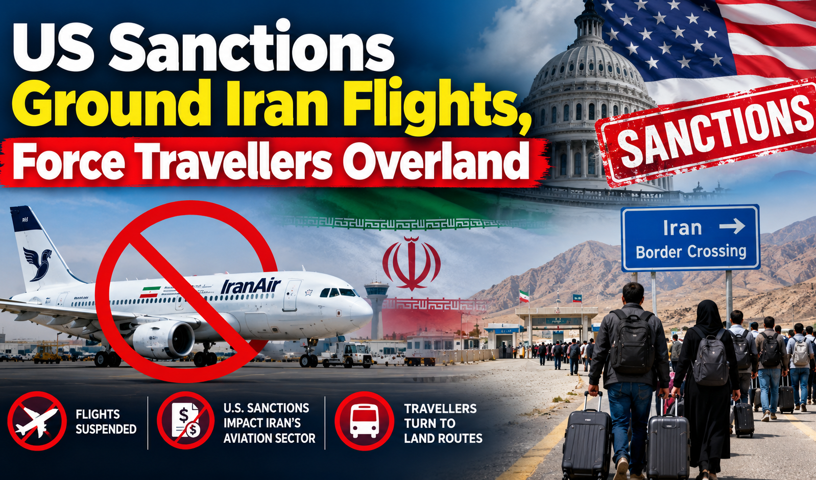 US Sanctions Ground Iran Flights, Force Travellers Overland