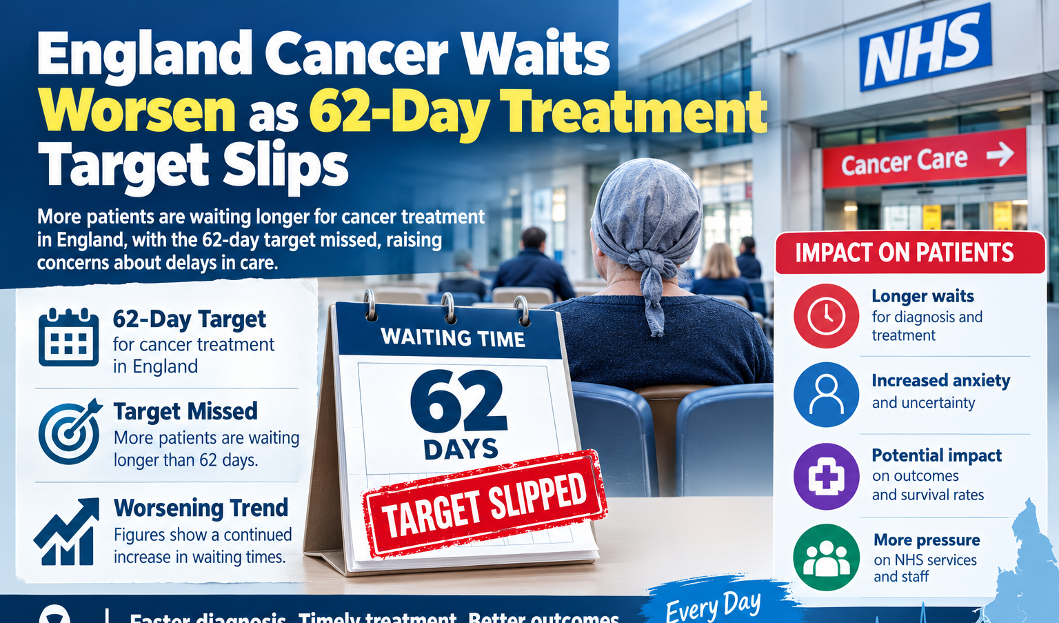 England Cancer Waits Worsen as 62-Days Treatment Target Slips
