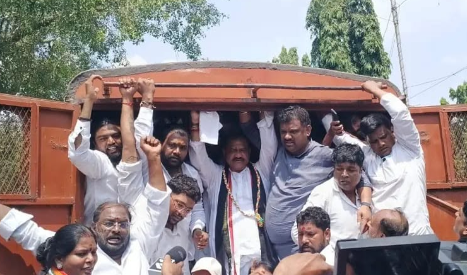 Telangana Congress Leaders Join AICC Protest in Delhi