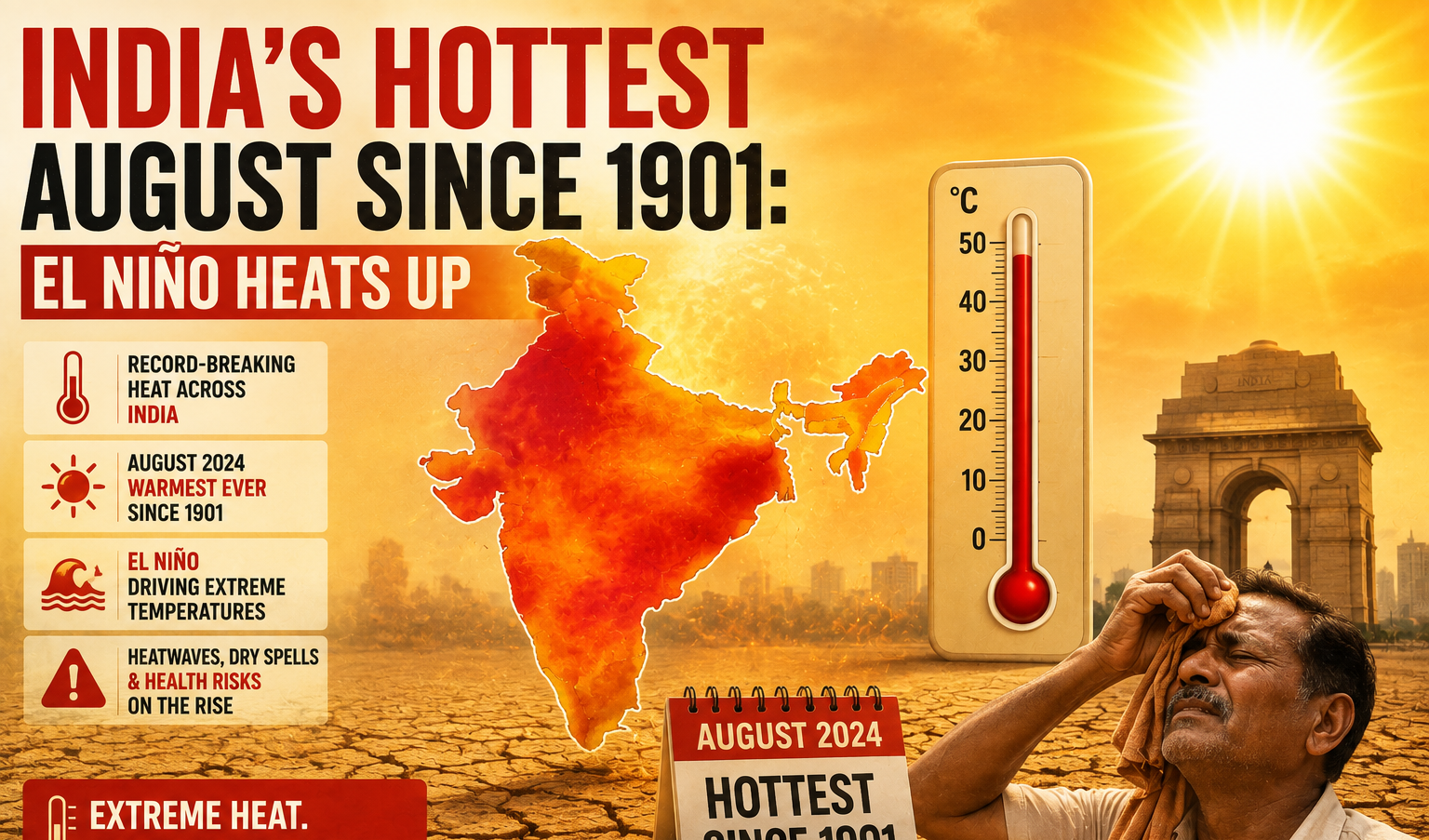 India's Hottest August Since 1901 El Niño Heats Up