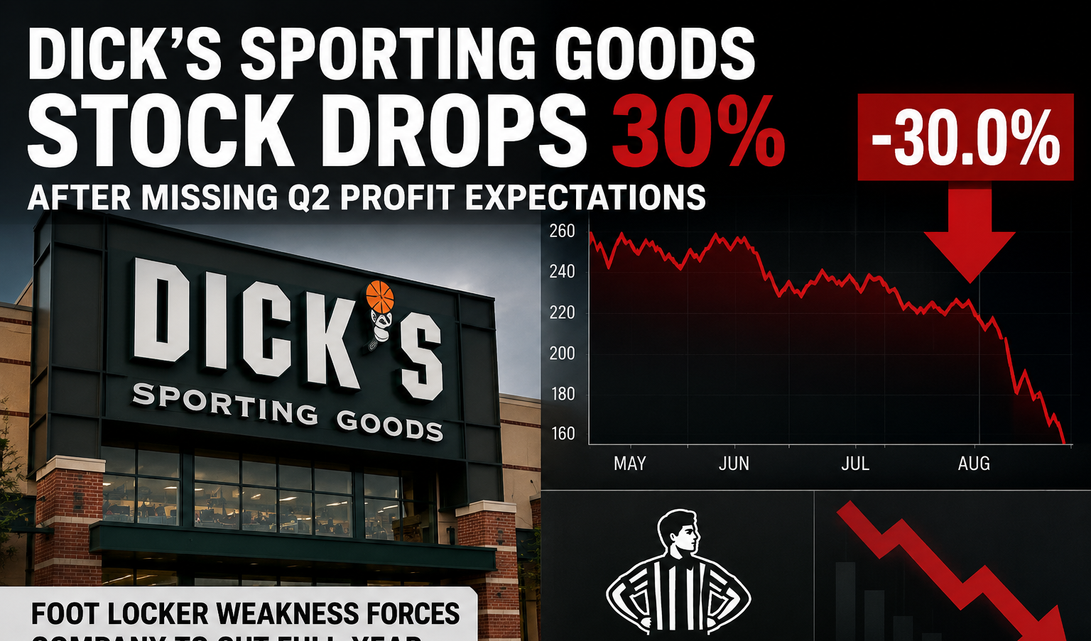 Dick's Sporting Goods Stock Falls 30% on Foot Locker Weakness