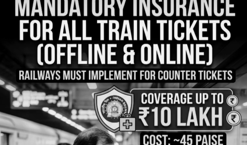 Railway Counter Ticket Insurance From October 27, ₹10 Lakh Cover Explained
