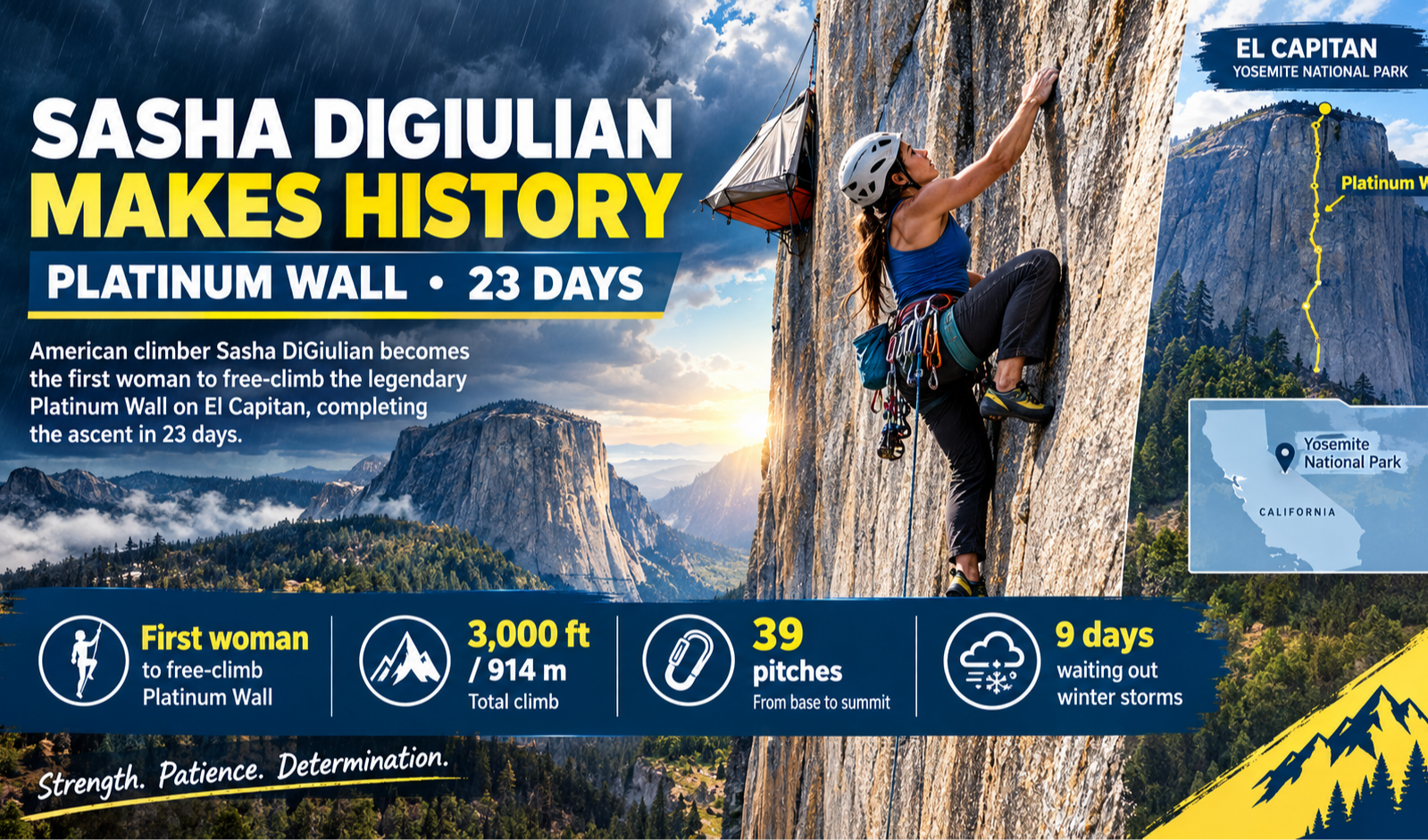 10 days trapped on the  El Capitan’s Platinum Wall, Sasha DiGiulian Makes History on @sashadigiulian completes the first female ascent of El Capitan