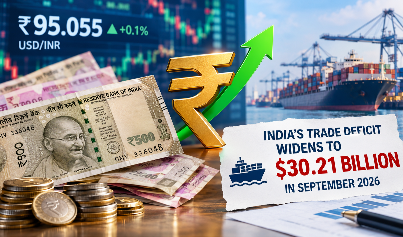 Indian Rupee Gains us September Trade Deficit Widens to $30.21 Billion
